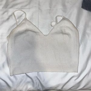 White thin strap crop top